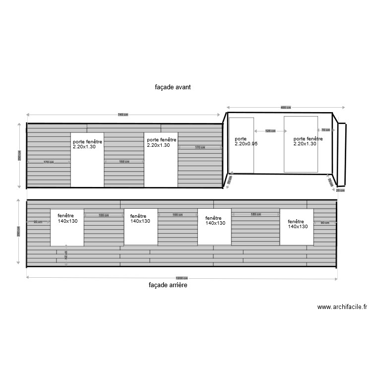 façade avant et arrière bardage. Plan de 0 pièce et 0 m2