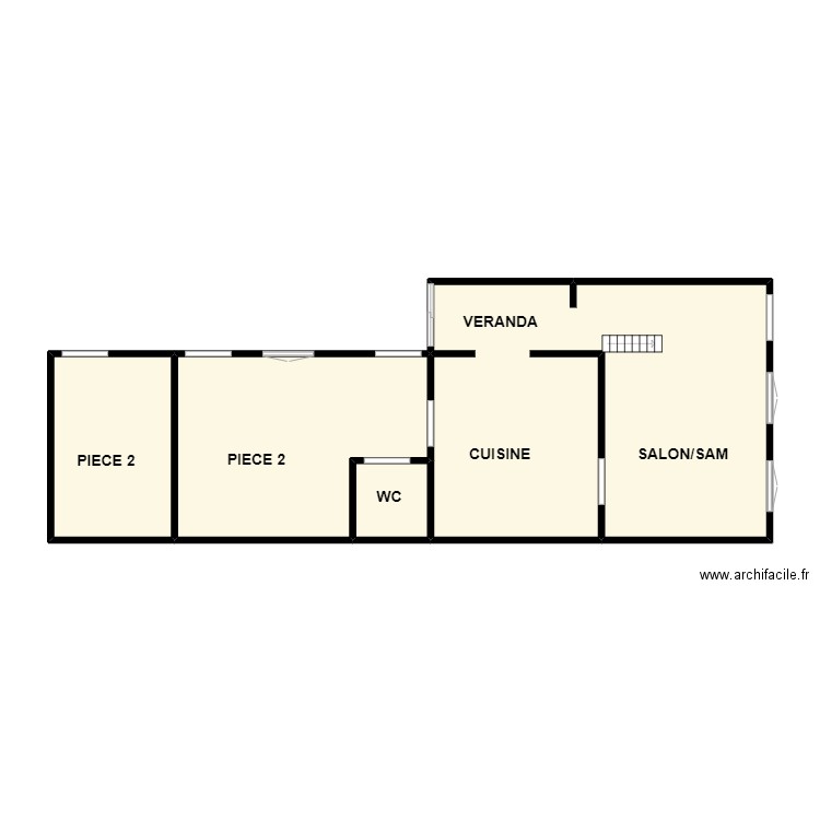 HENDRICKX RDC. Plan de 4 pièces et 58 m2