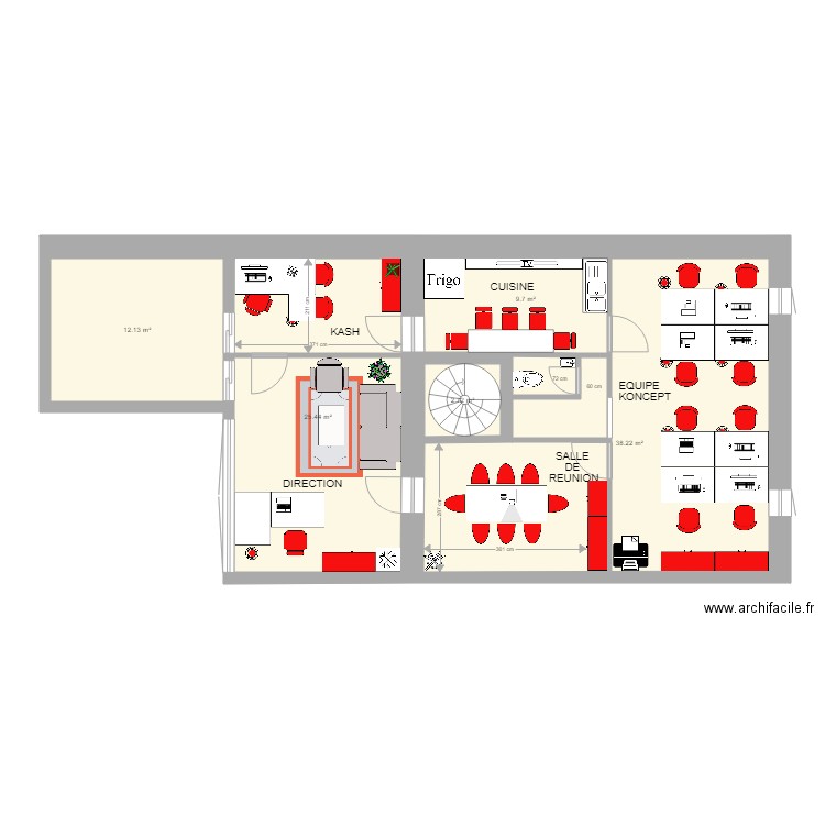 concorde  bureau  2eme etage . Plan de 0 pièce et 0 m2