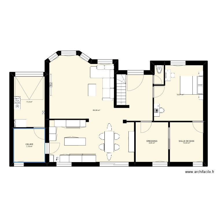 PLAN MAISON. Plan de 6 pièces et 128 m2