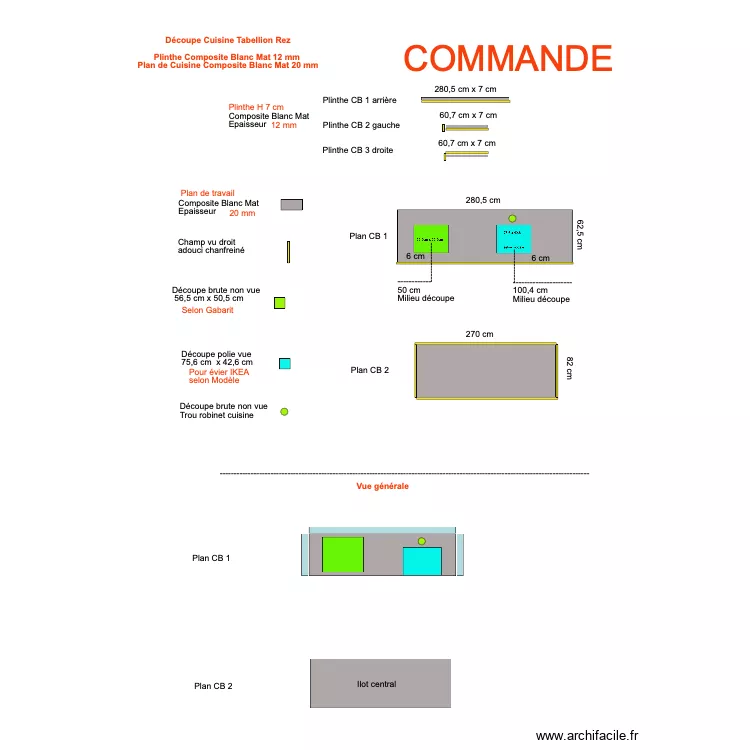 Tablette cuisine Tabellion Rez Commande. Plan de 0 pièce et 0 m2