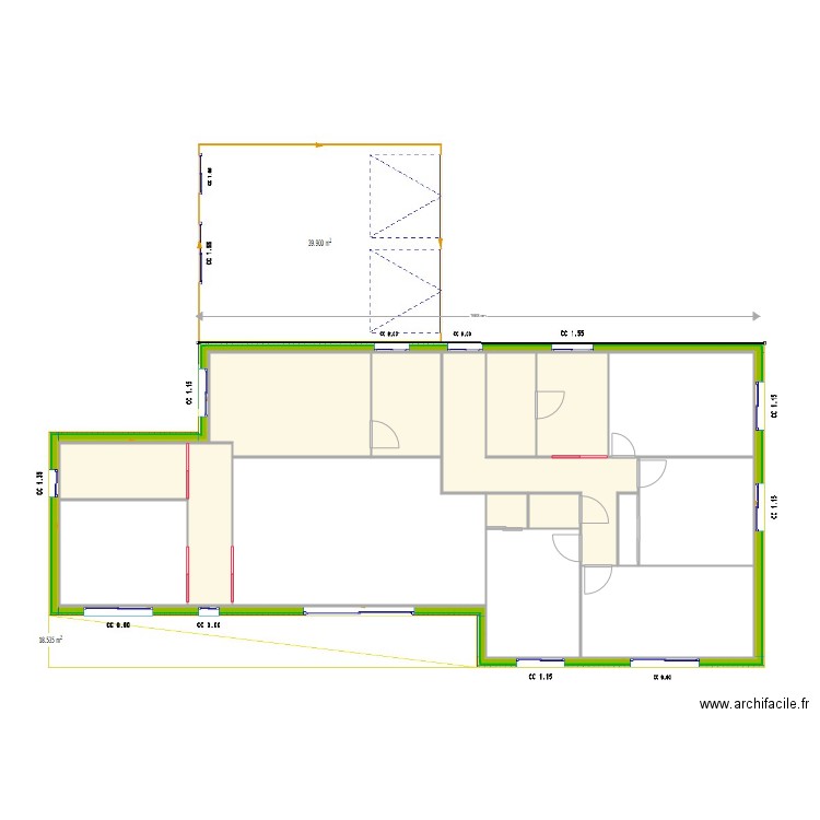 Colin V5 avec plafond et porte. Plan de 0 pièce et 0 m2