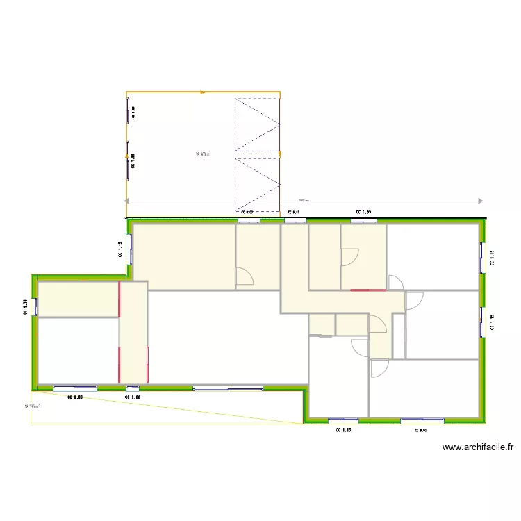 Colin V5 avec plafond et porte. Plan de 