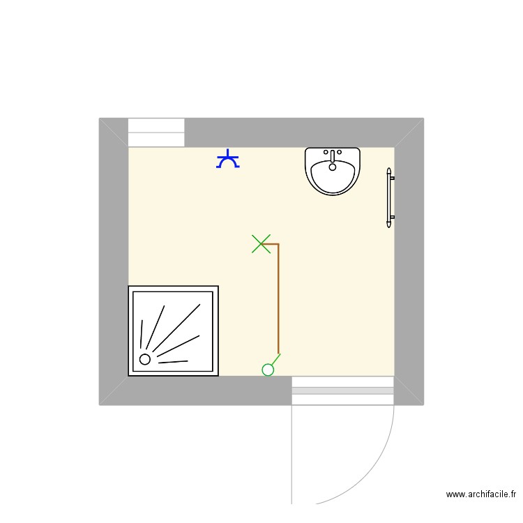 sdb. Plan de 1 pièce et 5 m2