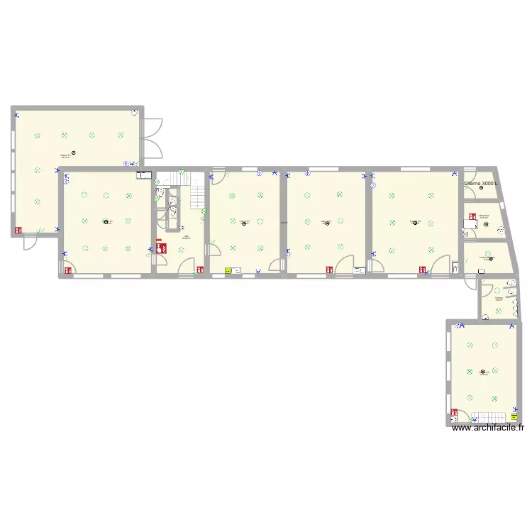 B&acirc;timent primaire &eacute;lectricit&eacute;  Sch&eacute;ma de position. Plan de 13  et 362 m²