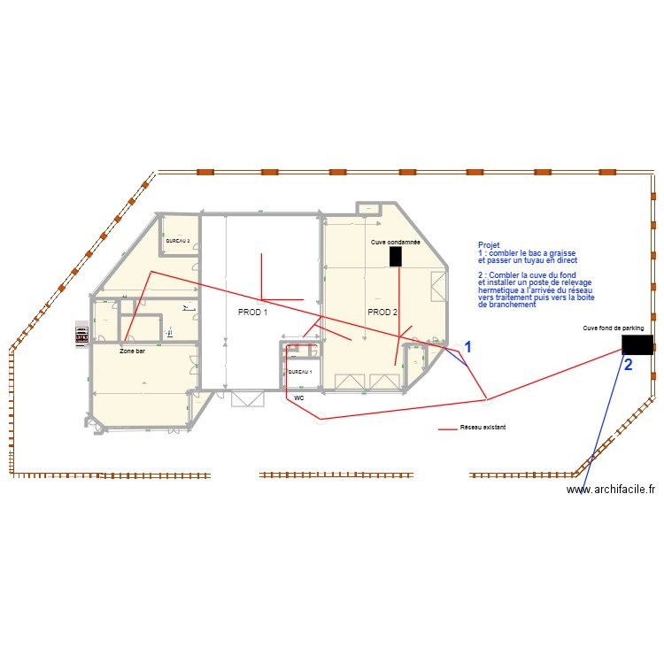 BRASSERIE reseau evac + projet. Plan de 0 pièce et 0 m2