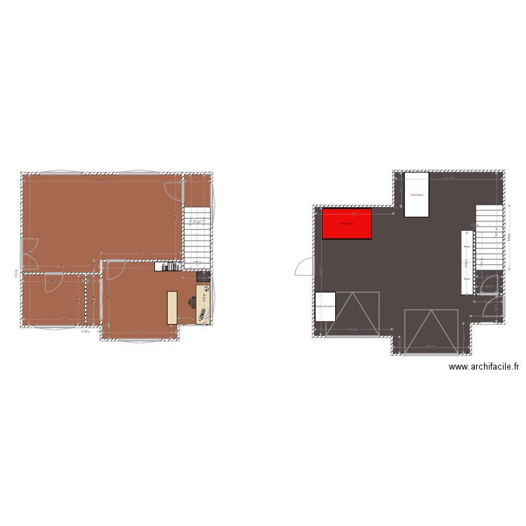 Gym 5. Plan de 3 pièces et 120 m2