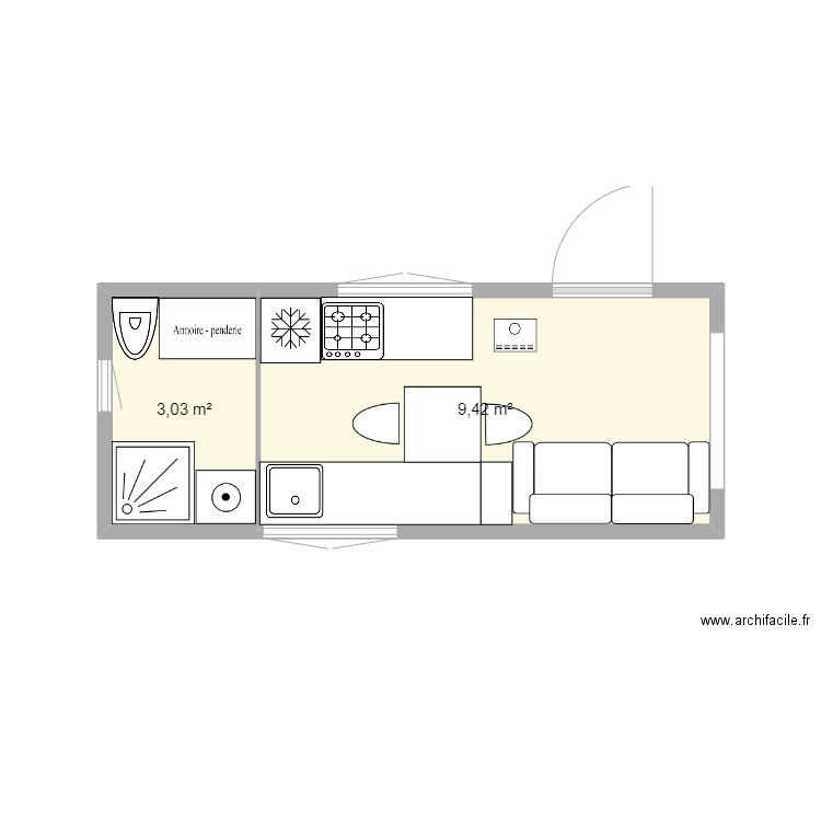 intérieur tiny house 2. Plan de 2 pièces et 12 m2