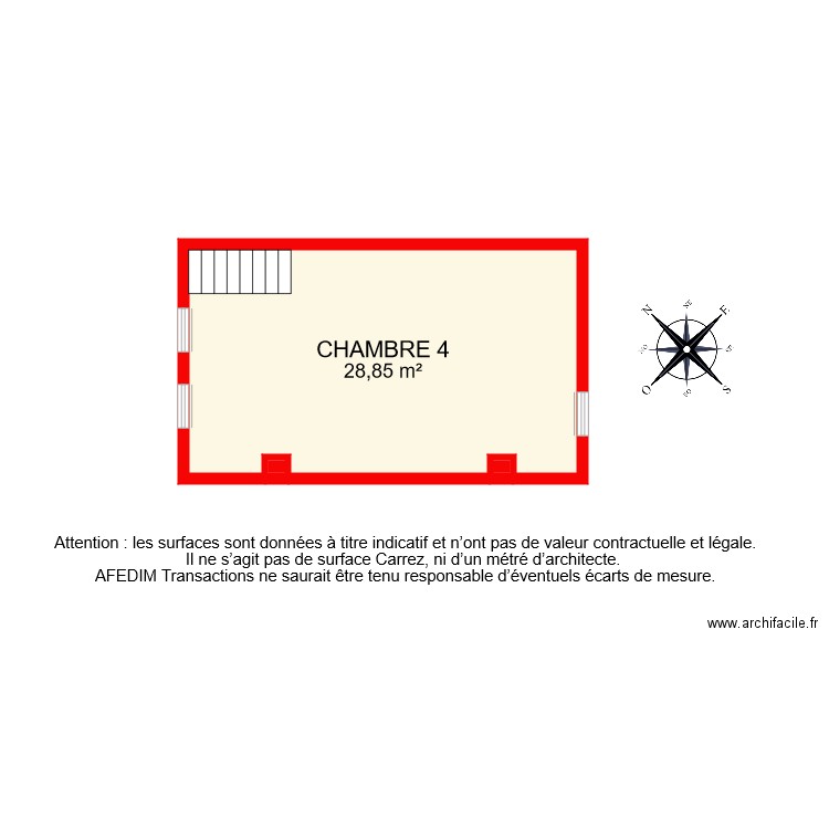 BI 7951 ETAGE 2. Plan de 3 pièces et 29 m2