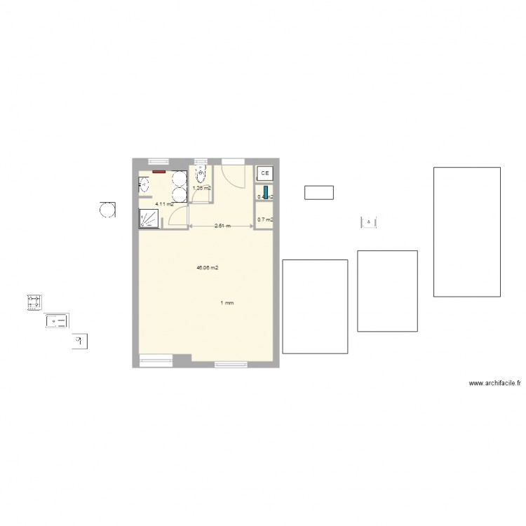 Appart 16B sans chambre 0. Plan de 0 pièce et 0 m2