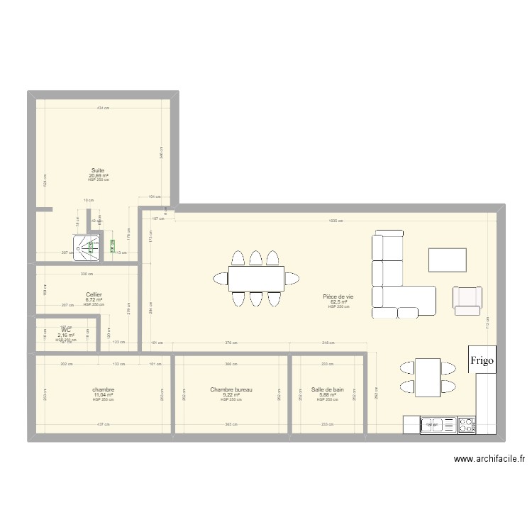 Plans maison 2. Plan de 7 pièces et 118 m2