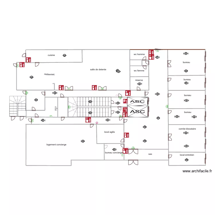rez de chauss&eacute;e bouteille 58 incendie et autre. Plan de 