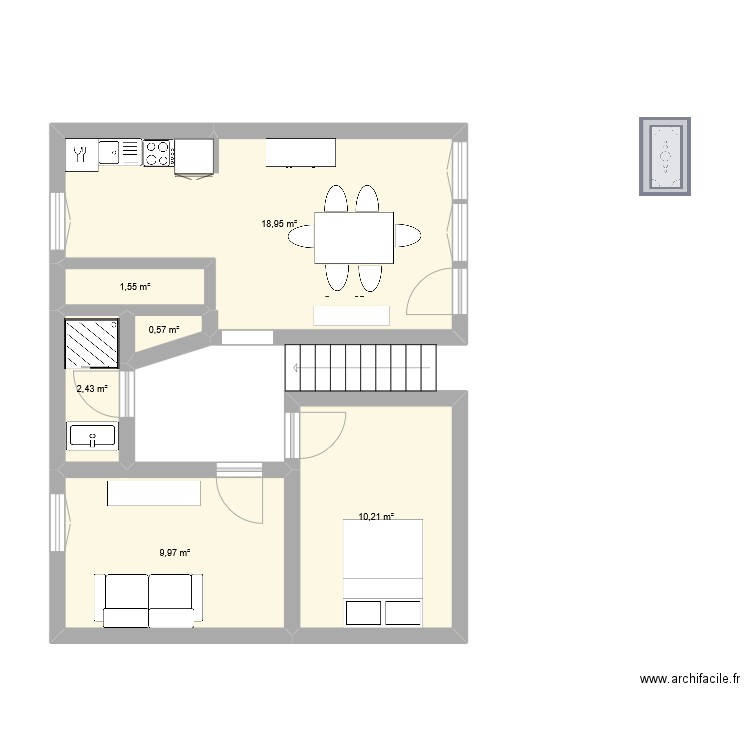 pj2. Plan de 6 pièces et 44 m2