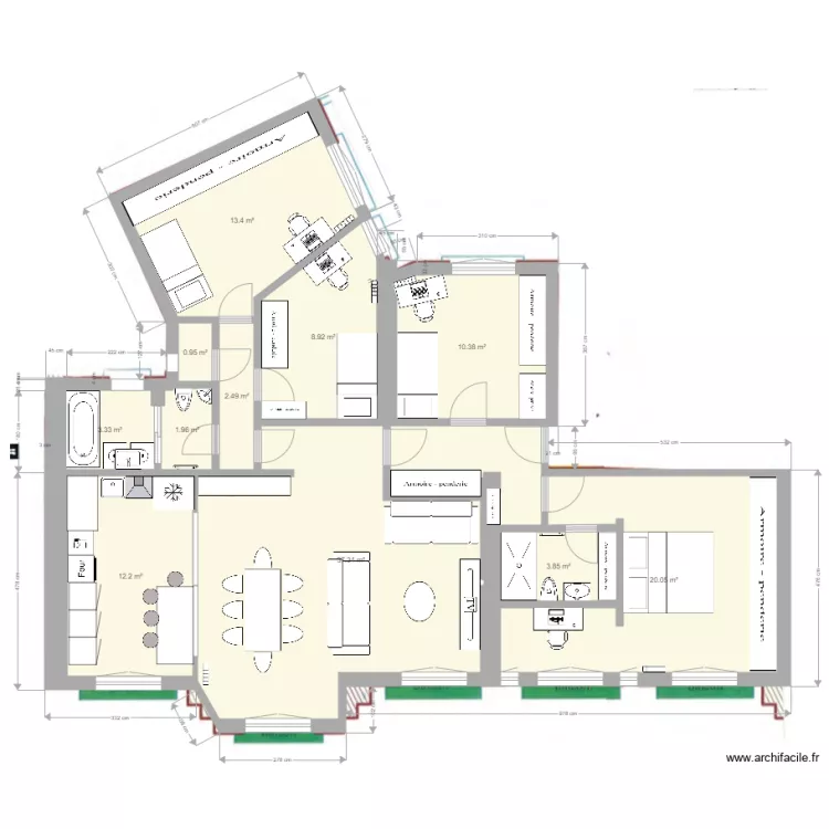 base cot&eacute;e Jaures projet petits lits. Plan de 