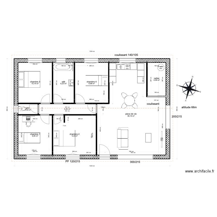 projet 3 Imbert. Plan de 9 pièces et 98 m2