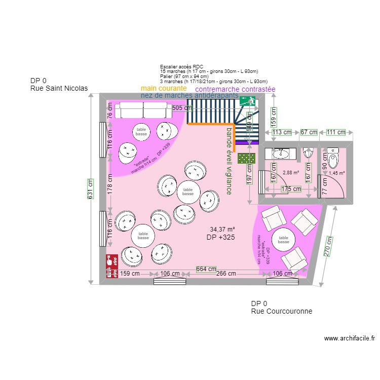 THE BLACK CROWN ETAGE APRES TRAVAUX. Plan de 3 pièces et 39 m2