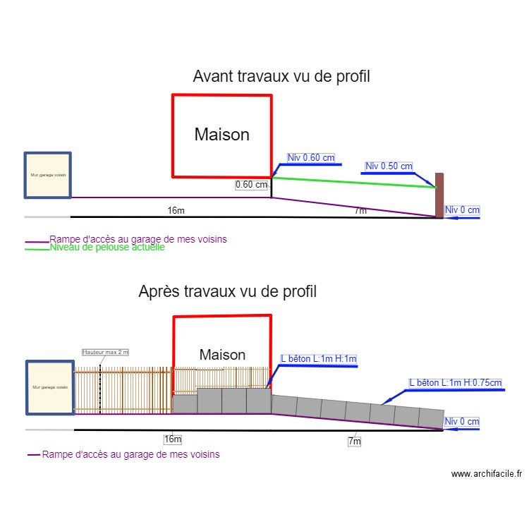 plan maison coupe urbanisme. Plan de 4 pièces et 32 m2