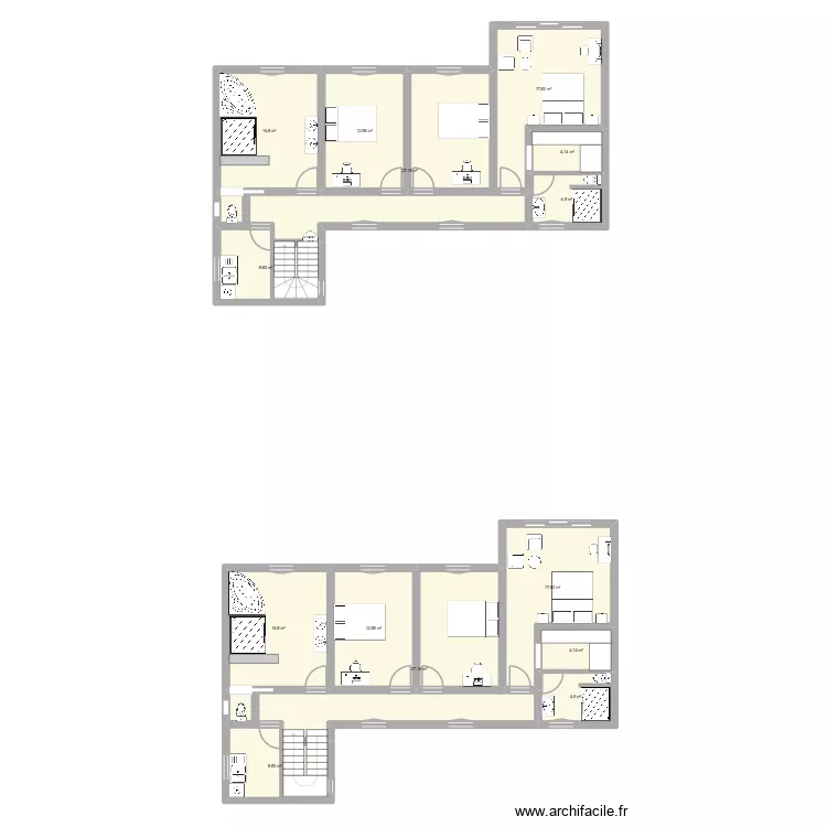 113. Plan de 14  et 187 m²
