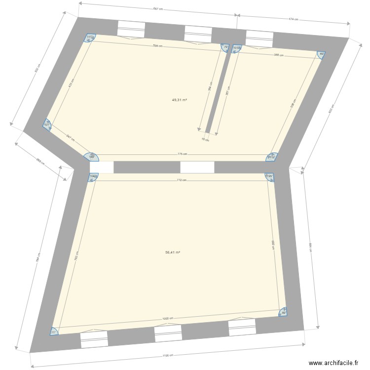 TOMXX4. Plan de 2 pièces et 106 m2