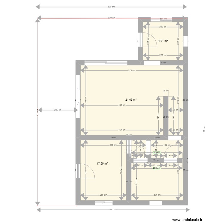 studio5. Plan de 3 pièces et 44 m2