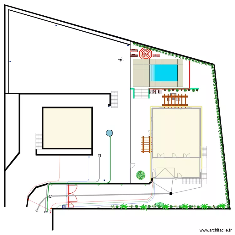 maison jardin piscine. Plan de 