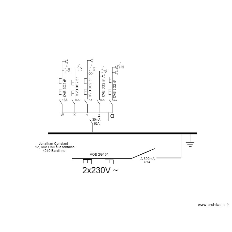 unifilaire coffret 2. Plan de 0 pièce et 0 m2