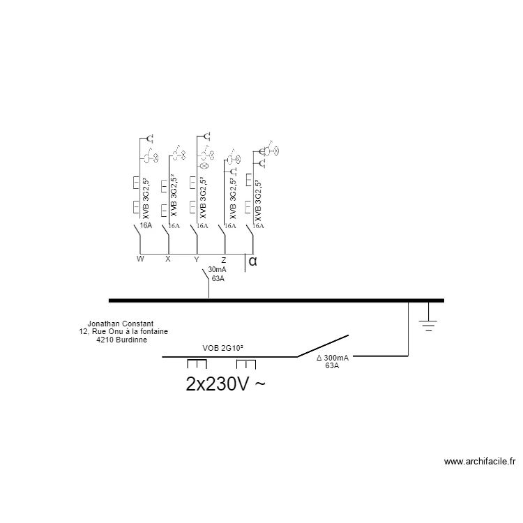 unifilaire coffret 2. Plan de 
