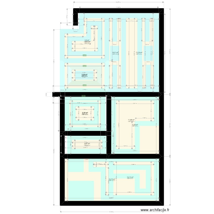 PLAN ELECTRICITE. Plan de 13 pièces et 145 m2