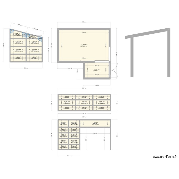 Algeco. Plan de 30 pièces et 42 m2