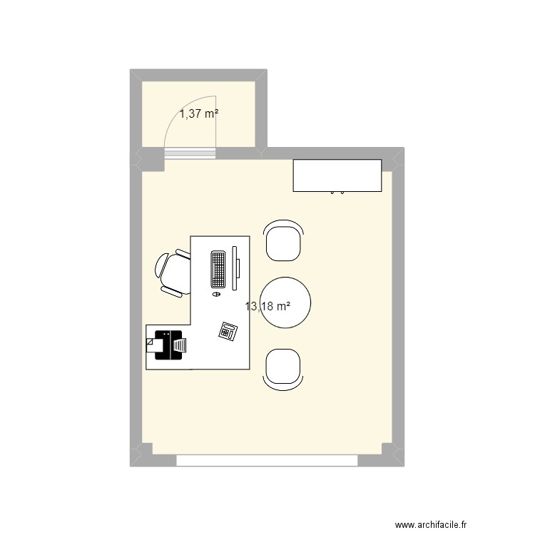 BUREAU. Plan de 2 pièces et 15 m2