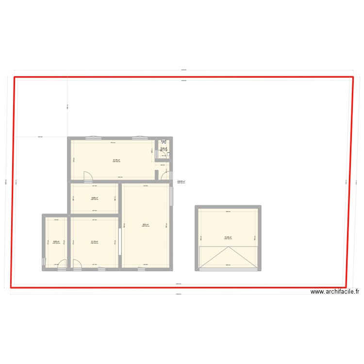 Apres Annexe Vue du terrain. Plan de 8 pièces et 750 m2