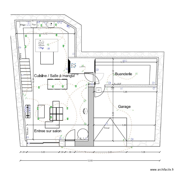 Simon RDC. Plan de 1 pièce et 2 m2