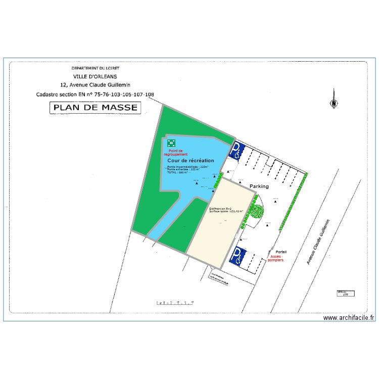 Plan de masse EN. Plan de 4 pièces et 954 m2