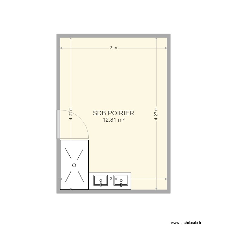 SDB POIRIER . Plan de 1 pièce et 13 m2