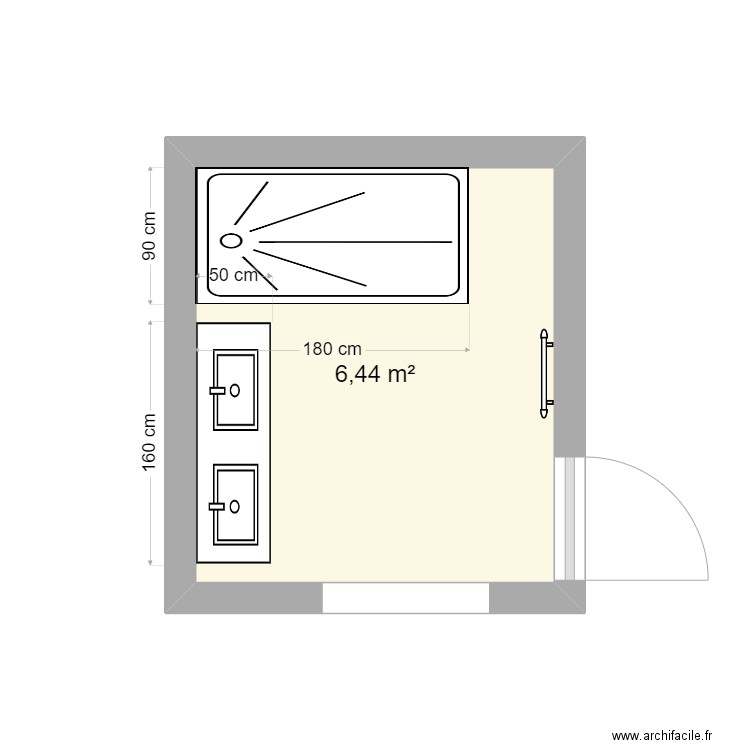 Manu Defays. Plan de 1 pièce et 6 m2