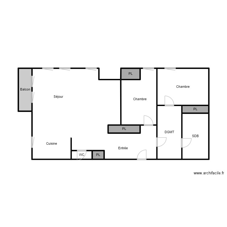 Laidaoui 1. Plan de 11 pièces et 48 m2