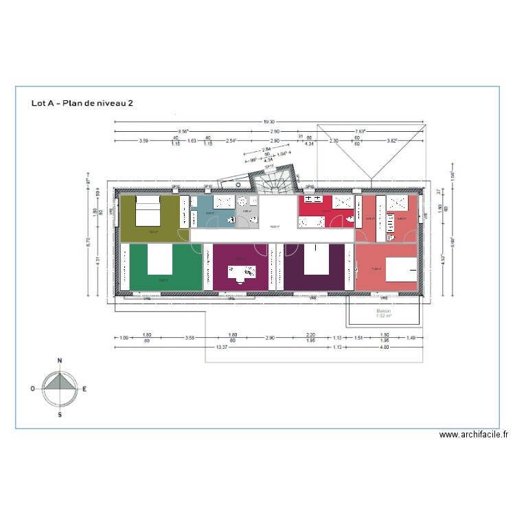 étage 4ch 1bureau. Plan de 0 pièce et 0 m2