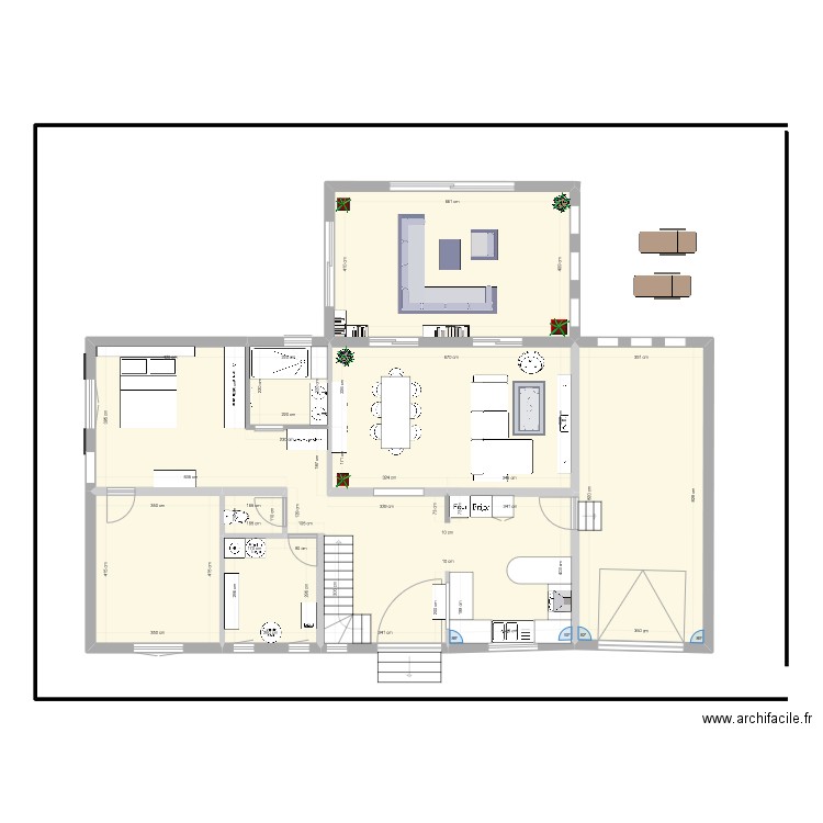 Maison Lescar V3. Plan de 8 pièces et 161 m2