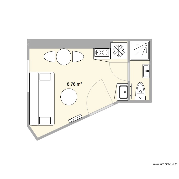 9 LA TOUR. Plan de 2 pièces et 10 m2