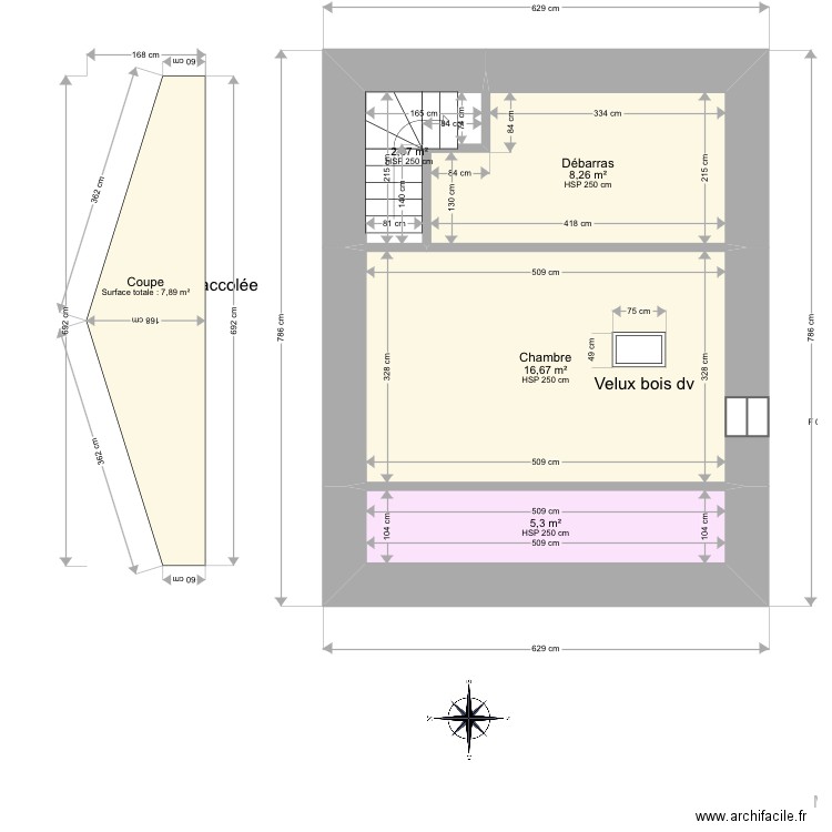 Mallet. Plan de 10 pièces et 65 m2