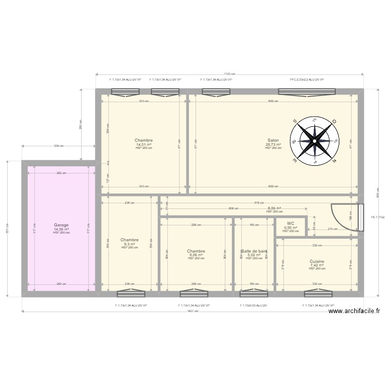 MAANINOU. Plan de 9 pièces et 98 m2