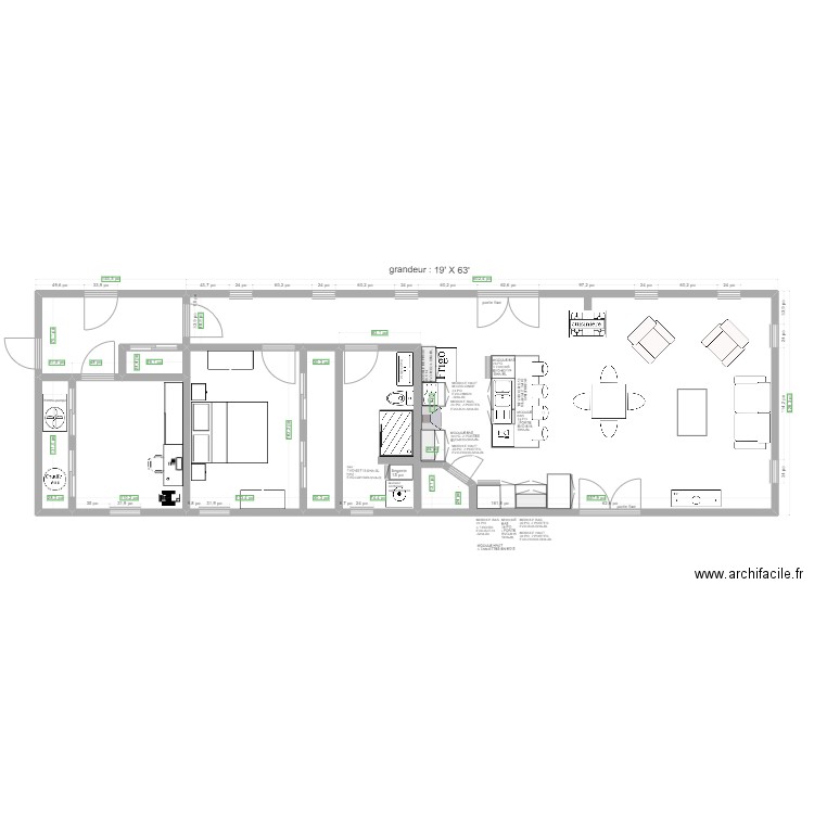 plan multigénérationnel 2. Plan de 6 pièces et 34 m2