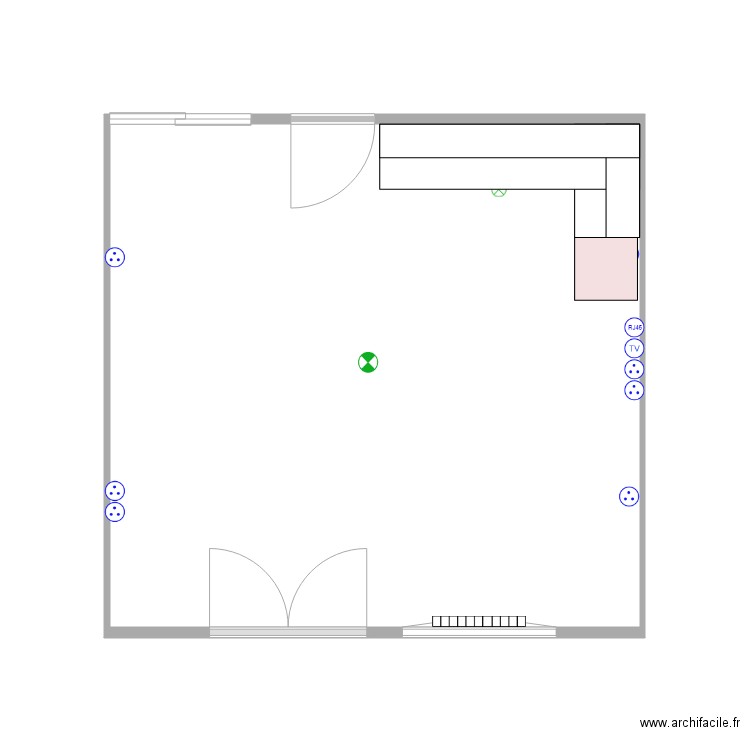 séjour-cuisine (2). Plan de 1 pièce et 24 m2