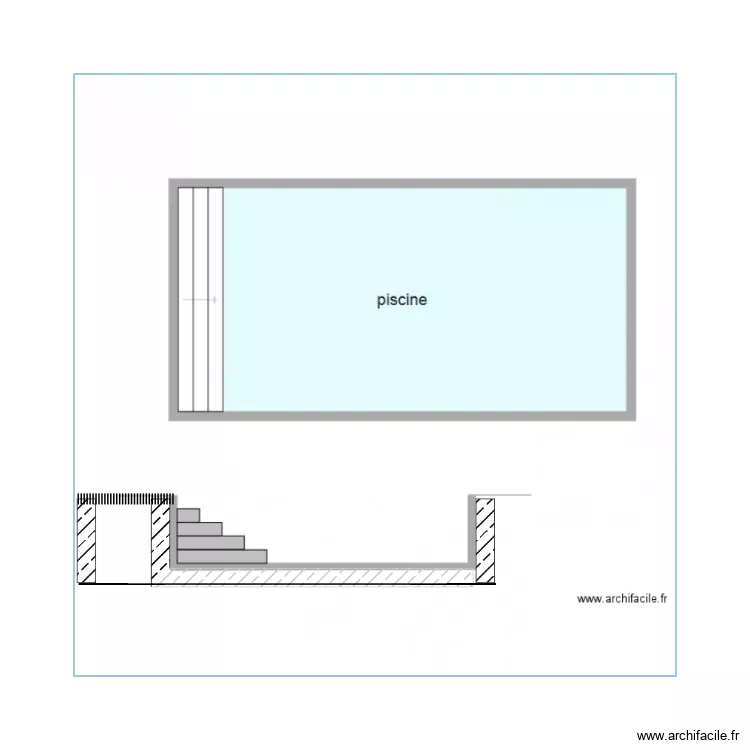 coupe piscine. Plan de 