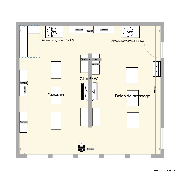 salle serveurs. Plan de 0 pièce et 0 m2