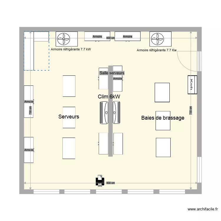 salle serveurs. Plan de 