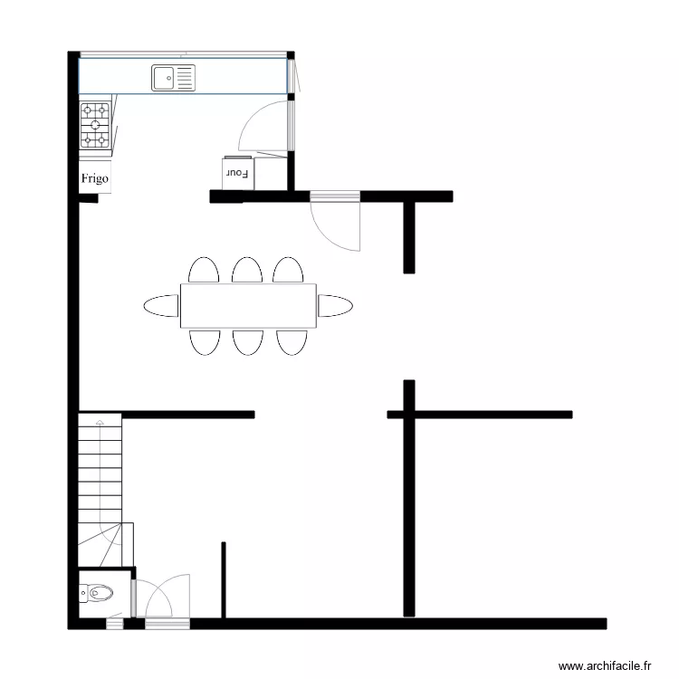 Cuisine Bordeaux modifi&eacute;e. Plan de 
