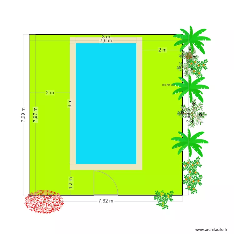 Piscine Martragny. Plan de 1  et 61 m²