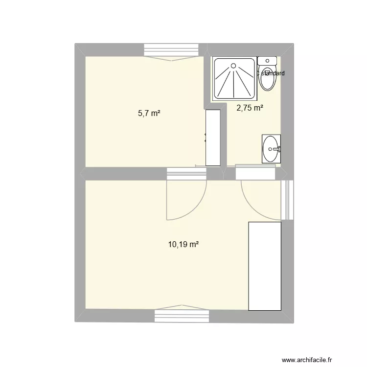 STUDIO 19M2. Plan de 