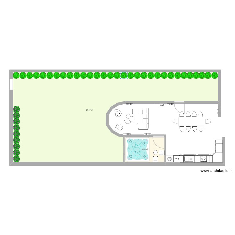 La Mongie - Pièce de vie. Plan de 2 pièces et 105 m2